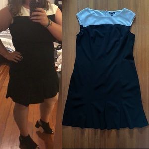 Chaps size 16 black and white knee-length dress